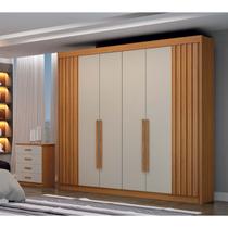 Guarda-roupa 06 Portas São Carlos MDF, portas ripadas e 6 gavetas internas
