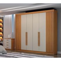 Guarda-roupa 06 Portas São Carlos MDF, portas ripadas e 6 gavetas internas