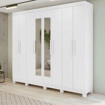 Guarda roupa 08 pts andara soft 2024 - c/ espelho e c/pes pvc branco - la 2.36