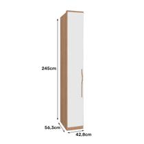 Guarda Roupa 1 Porta Com Prateleira 245cm Setiba Plus Carvalho/Branco