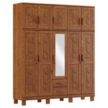 Guarda Roupa 10 Portas 2 Gavetas Com Espelho Cobre Imbuia - FN