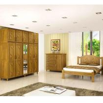 Guarda-roupa 10 Portas Cama Cômoda Sapateira Madeira Mel