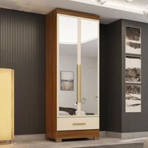 Guarda-Roupa 100% MDF 2 Portas 1 Gaveta com Espelhos Smart Plus Espresso Móveis