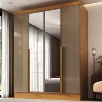 Guarda-Roupa 100% MDF 4 Portas 3 Gavetas com Espelhos Sevilha Yescasa Marrom/Cinamomo/Cappuccino
