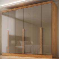 Guarda-Roupa 100% MDF 6 Portas 3 Gavetas Lisboa Yescasa Bege/Cinamomo/Cappuccino