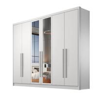 Guarda Roupa 100% MDF 6 Portas 4 Gavetas com Espelho Branco