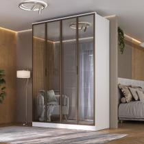 Guarda Roupa 1,60m c/ 4 Portas Reflecta e LED 100% MDF