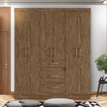 Guarda Roupa 165 cm 6 Portas 3 Gavetas Casal Castanho Wood Ivo Shop JM