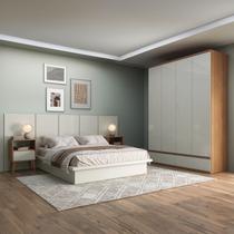 Guarda-Roupa 180 cm com 4 Portas Quarto Off White/Freijo