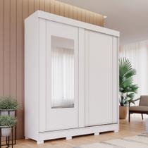 Guarda-Roupa 183cm 2 Portas de Correr com Espelho e Pés 100% MDF Bonito Espresso Móveis Branco