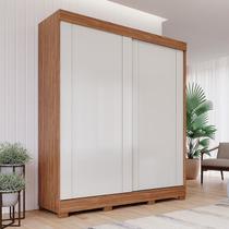 Guarda-Roupa 183cm 2 Portas de Correr com Pés 100% MDF Bonito Espresso Móveis Off White/Cinamomo