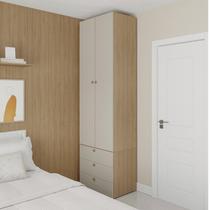 Guarda-Roupa 2 Módulos 2 Portas 3 Prateleiras 3 Gavetas Frame CabeCasa MadeiraOriginals