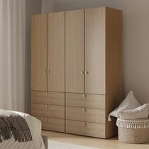 Guarda-Roupa 2 Módulos 4 Portas 6 Prateleiras 6 Gavetas Frame CabeCasa MadeiraOriginals