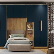 Guarda-roupa 2 Portas 2 Gavetas Kappesberg Adapt Nogueira/azul Profundo 80cm