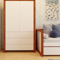 Guarda-Roupa 2 Portas 3 Gavetas Madeira Maciça e MDF Craft Branco/Garapa
