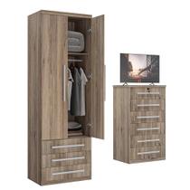 Guarda-Roupa 2 Portas 3 Gavetas Modular 1303 Ilan Castanho Guarda-Roupa 2 Portas 3 Gavetas Modular 1303 Ilan Castanho