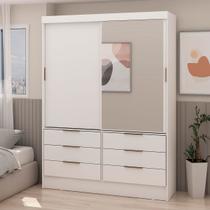 Guarda-Roupa 2 Portas 6 Gavetas com Espelho 0559 Branco - Genialflex