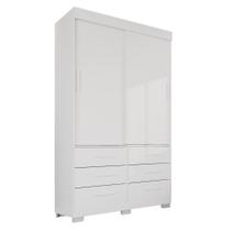 Guarda Roupa 2 Portas 6 Gavetas MDP com Pés Branco