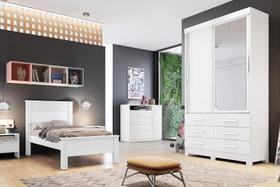Guarda Roupa 2 Portas com Espelho Buriti Branco - Novo Horizonte-