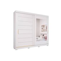 Guarda Roupa 2 Portas de Correr (1 c/ Espelho) e 8 Gavetas c/ Pés Florença Branco - Panan Guarda Roupa 2 Portas de Correr (1 c/ Espelho) e 8 Gavetas c/ Pés Florença Branco - Panan