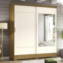 Guarda Roupa 2 Portas de correr 2 Gavetas e Espelho - Nature/OFF White