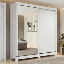 Guarda-roupa 2 Portas De Correr 2 Gavetas Easy Com Espelho E Pés Light Branco