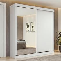 Guarda-Roupa 2 Portas de Correr 2 Gavetas Easy Light com Espelho Branco - Móveis Lopas
