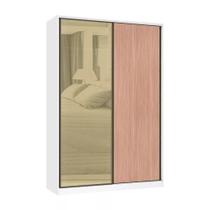 Guarda Roupa 2 Portas de Correr 3 Gavetas 159cm com Vidro Reflecta Bronze Prime Luciane Móveis