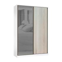 Guarda Roupa 2 Portas de Correr 3 Gavetas 159cm com Vidro Reflecta Prata Prime Luciane Móveis Guarda Roupa 2 Portas de Correr 3 Gavetas 159cm com Vidro Reflecta Prata Prime Luciane Móveis