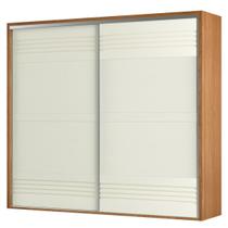 Guarda-Roupa 2 Portas de Correr 4 Gavetas 6 Prateleiras Ripado Freijó/Off White - Dalla Costa