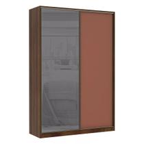 Guarda Roupa 2 Portas de Correr Alumínio Inox com Vidro Reflecta Prata 159 cm Prime Luciane Móveis