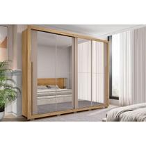 Guarda Roupa 2 Portas de Correr c/ Espelho e 4 Gavetas Praticus Double Lux Buriti/Fendi - Caemmun Guarda Roupa 2 Portas de Correr c/ Espelho e 4 Gavetas Praticus Double Lux Buriti/Fendi - Caemmun