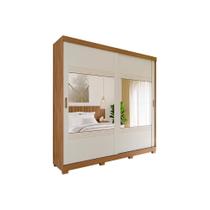 Guarda Roupa 2 Portas de Correr e 4 Gavetas ec/ 2 Espelhos e Pés Blumenau Avelã/Off White - Panan