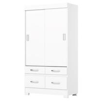 Guarda Roupa 2 Portas de Correr e 4 Gavetas Marel BE25 Branco - Henn - Briz