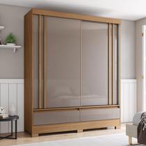 Guarda-roupa 2 Portas Deslizantes 2 Gavetas e Aplique Ripado