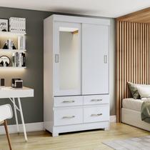 Guarda-roupa 2 Portas Deslizantes 4 Gavetas com Espelho B25 Guarda-roupa 2 Portas Deslizantes 4 Gavetas com Espelho B25