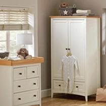 Guarda Roupa 2 Portas e 1 Gavetas em Madeira Maciça Branco Nest Branco/Carvalho