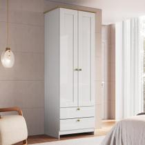 Guarda-roupa 2 Portas e 2 Gavetas Americano Branco/Ipê