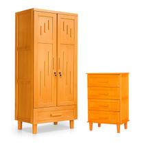 Guarda Roupa 2 Portas e Cômoda 4 Gavetas 100 % Madeira Paris Imbuia Guarda Roupa 2 Portas e Cômoda 4 Gavetas 100 % Madeira Paris Imbuia