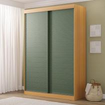 Guarda-Roupa 2 Portas Ripadas Samambaia CabeCasa MadeiraMadeira Carvalho/Verde