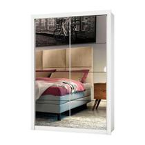 Guarda Roupa 2 Portas Todo Espelhado Roma Cor Branco