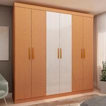 Guarda Roupa 205cm 6 Portas 2 Gavetas 3 Cabideiros 100% MDF