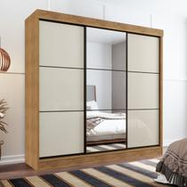 Guarda Roupa 2,30m Casal c/ Espelho 3 Portas Correr 8 Gavetas Tokio Cedro Areia - Rud Rack Guarda Roupa 2,30m Casal c/ Espelho 3 Portas Correr 8 Gavetas Tokio Cedro Areia - Rud Rack