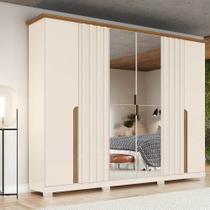 Guarda-roupa 256cm Casal com Espelho 6 Portas 6 Gavetas Napoli Henn