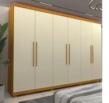 Guarda Roupa 2,73 Gelius Absolut New 6 Portas com Pés Naturale/Off White - MDF Guarda Roupa 2,73 Gelius Absolut New 6 Portas com Pés Naturale/Off White - MDF