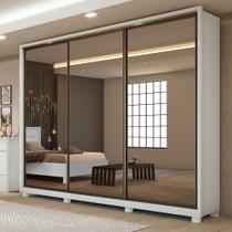 Guarda Roupa 3 Espelhos 3 Portas de Correr 6 Gavetas 270,5cm 100% MDF Spazio Super Glass Yescasa