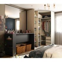 Guarda Roupa 3 Gavetas, Cabideiro E Bancada Crema Com PTx Guarda Roupa 3 Gavetas, Cabideiro E Bancada Crema Com PTx