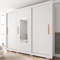 Guarda-Roupa 3 Portas 1 com Espelho 2 Gavetas e Pés Amanda Espresso Móveis Branco Guarda-Roupa 3 Portas 1 com Espelho 2 Gavetas e Pés Amanda Espresso Móveis Branco
