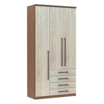 Guarda Roupa 3 Portas 118cm Vanilla Com Legno Crema