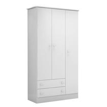 Guarda Roupa 3 Portas 2 Gavetas Branco/Branco- Qmovi